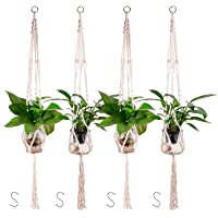 Colmanda Macramé Planta- 4 Piezas Percha Maceta Percha Maceta Colgantes Perchas de Plantas para Interior Jardín Hogar…